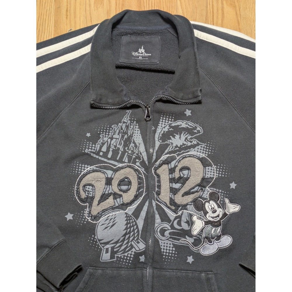 Disney Parks Mens 2012 Walt Disney World Mickey Mouse Zip Up Jacket Black XL